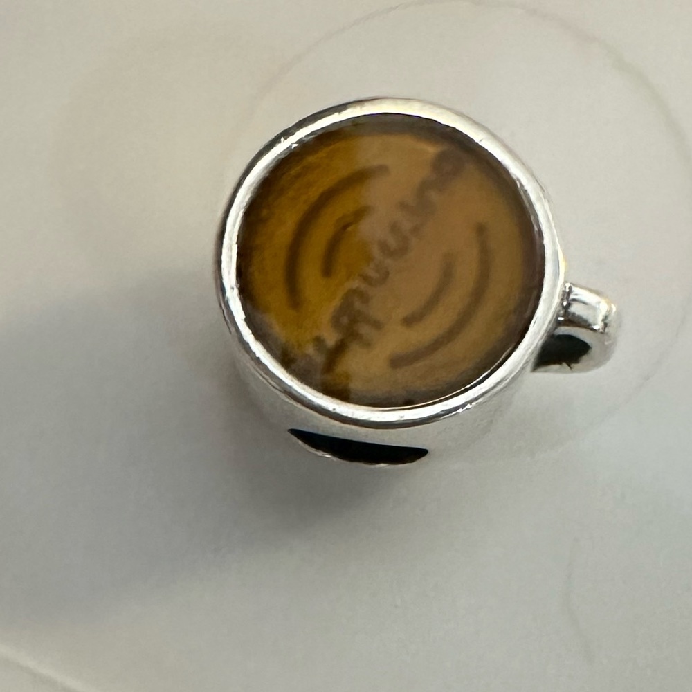 ☕️ NWOT Pandora Fit Cappuccino Coffee Cup Silver Charm - Picture 8 of 8